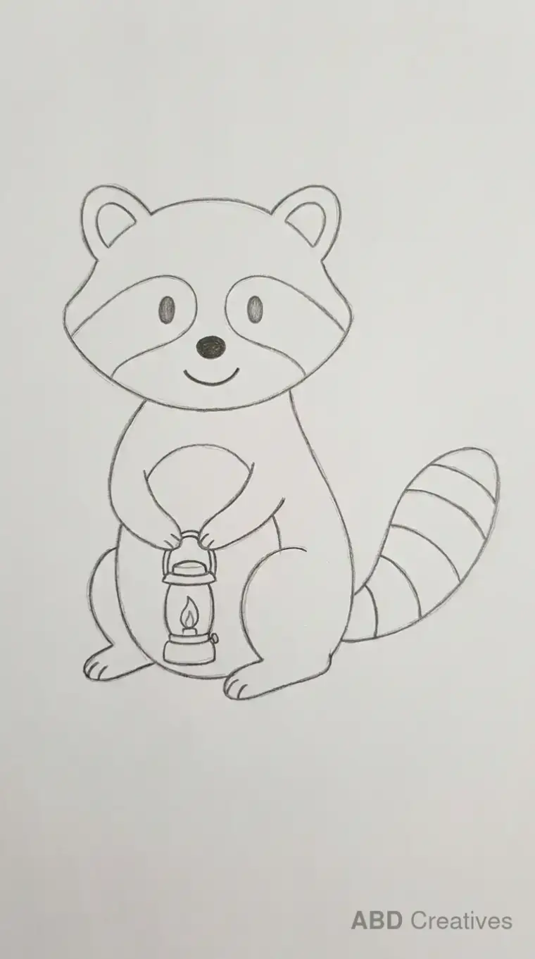 Raccoon Holding Lantern Drawing