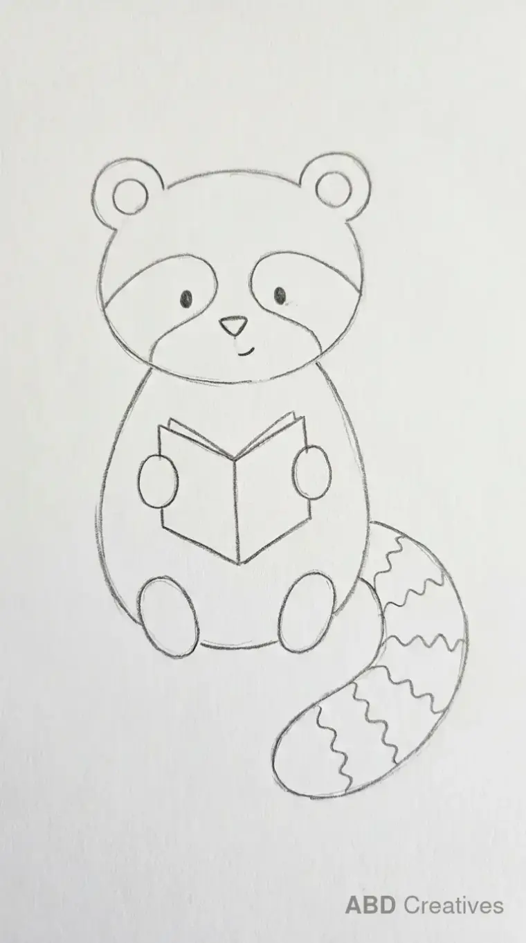 Raccoon Reading Book Drawing