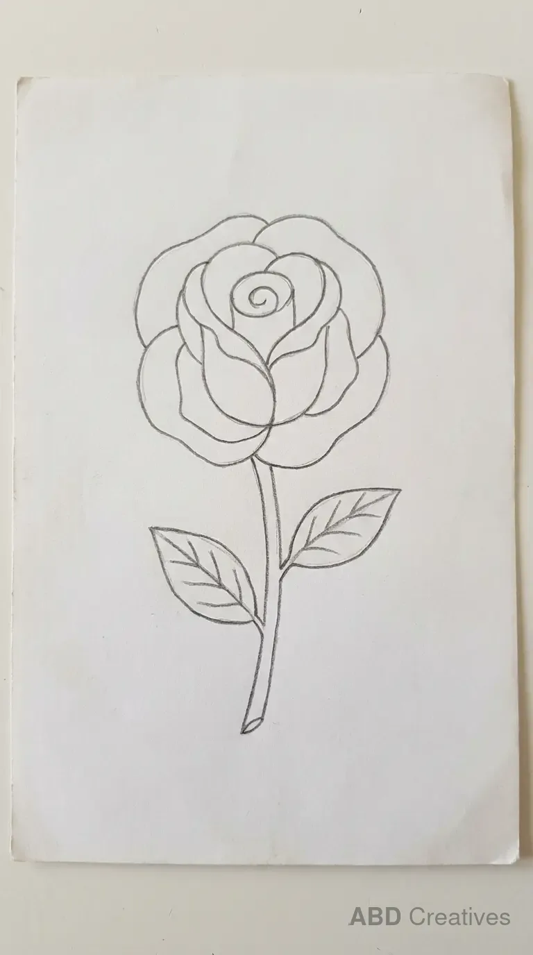 Rose with Two Leaves