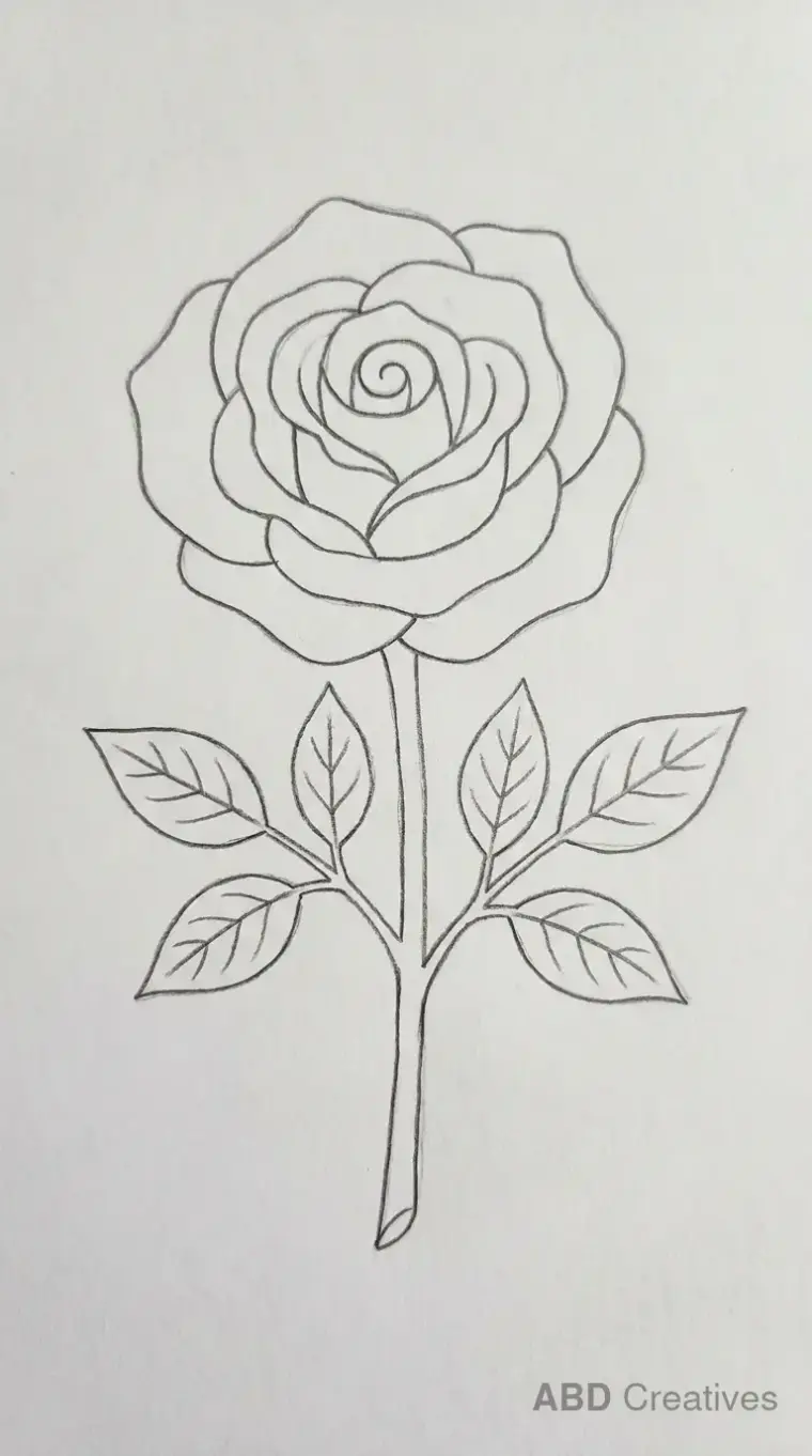 Rose with a Leafy Stem