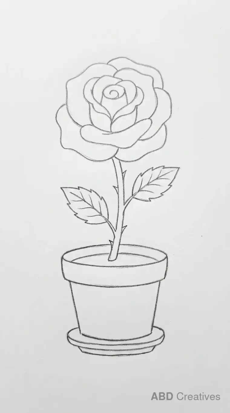 Rose in a Pot with a Saucer