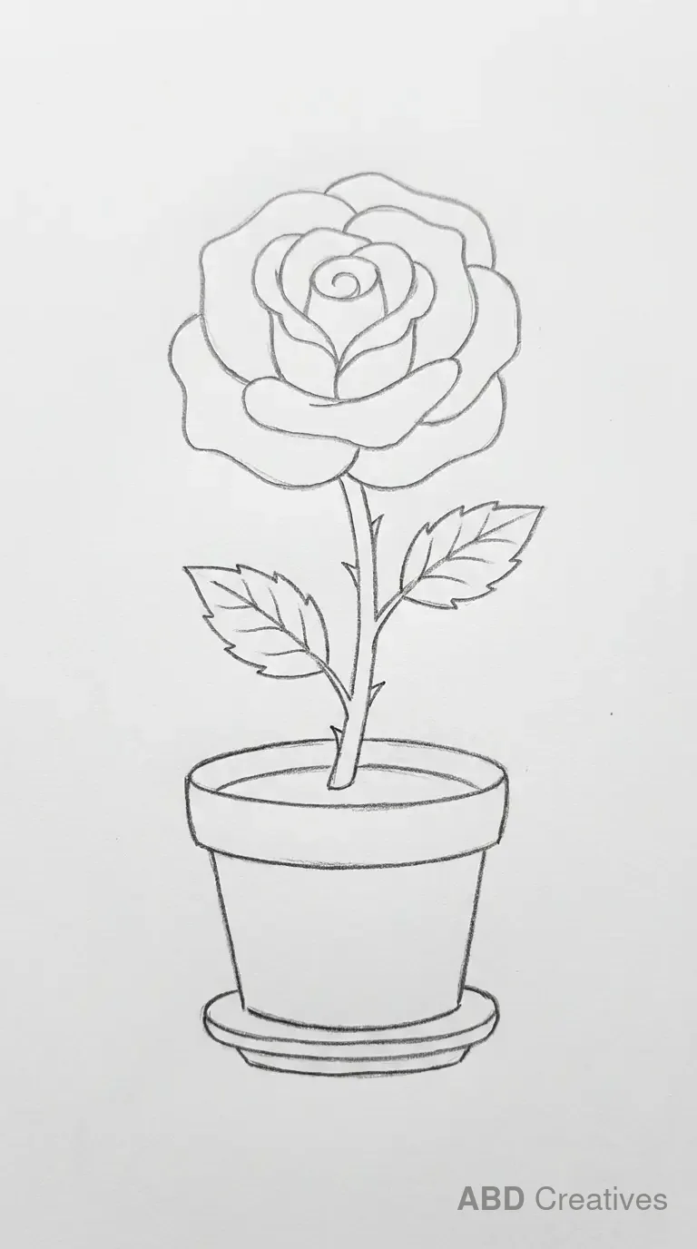 Rose in a Pot with a Saucer