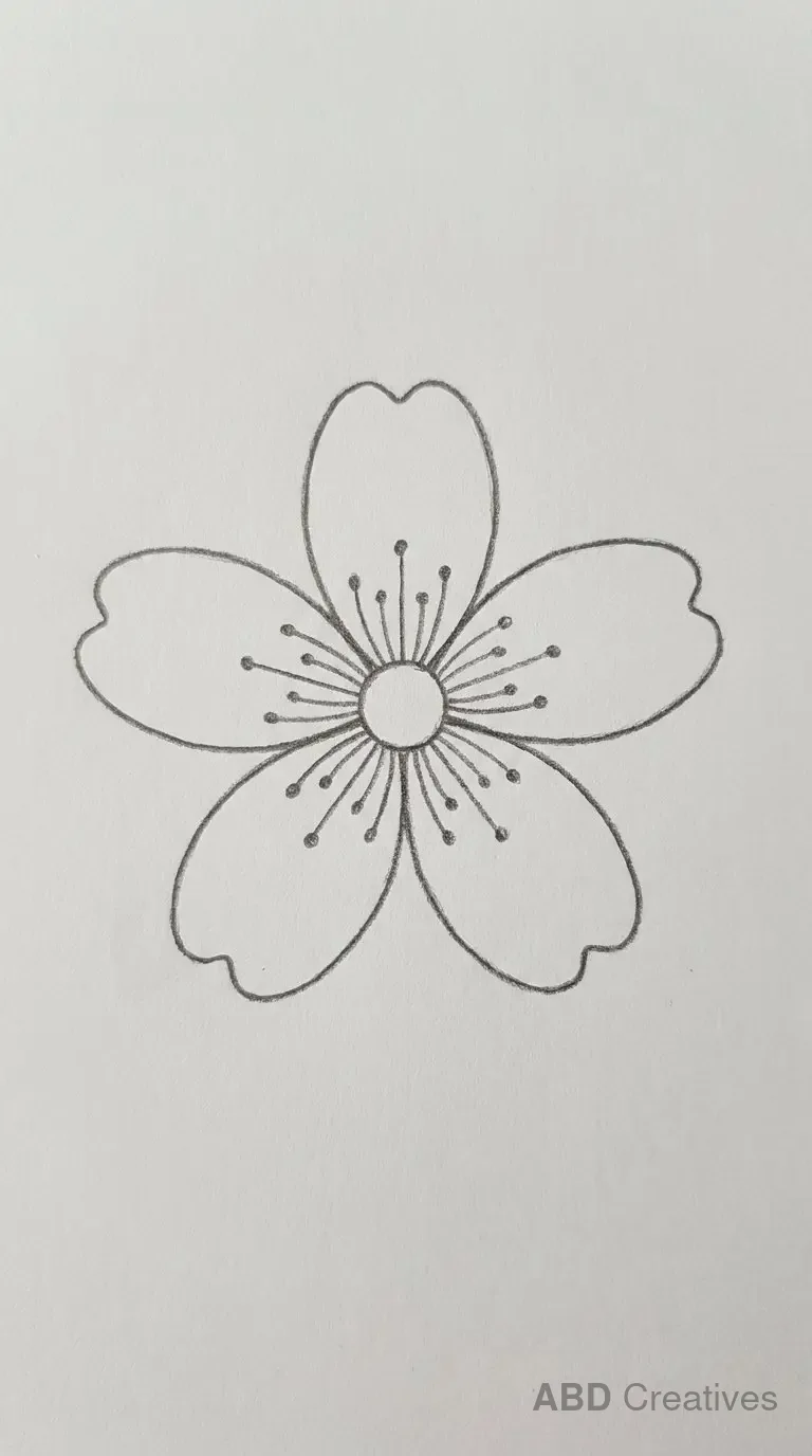 Simple Single Cherry Blossom Bloom drawing