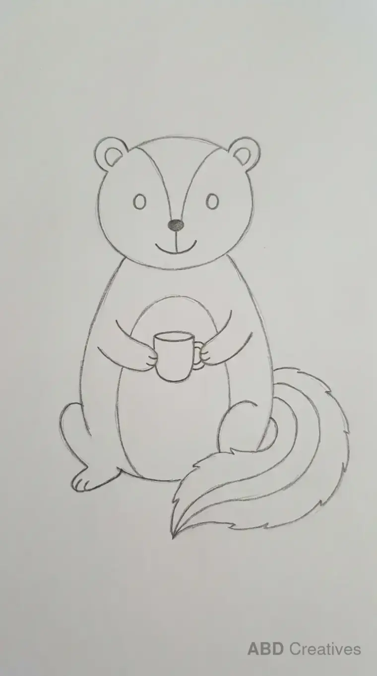 Skunk Holding a Cup