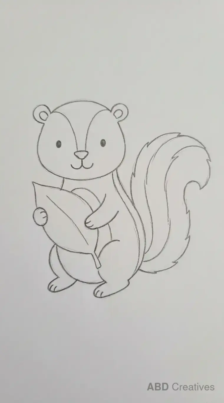Skunk Holding a Large Leaf