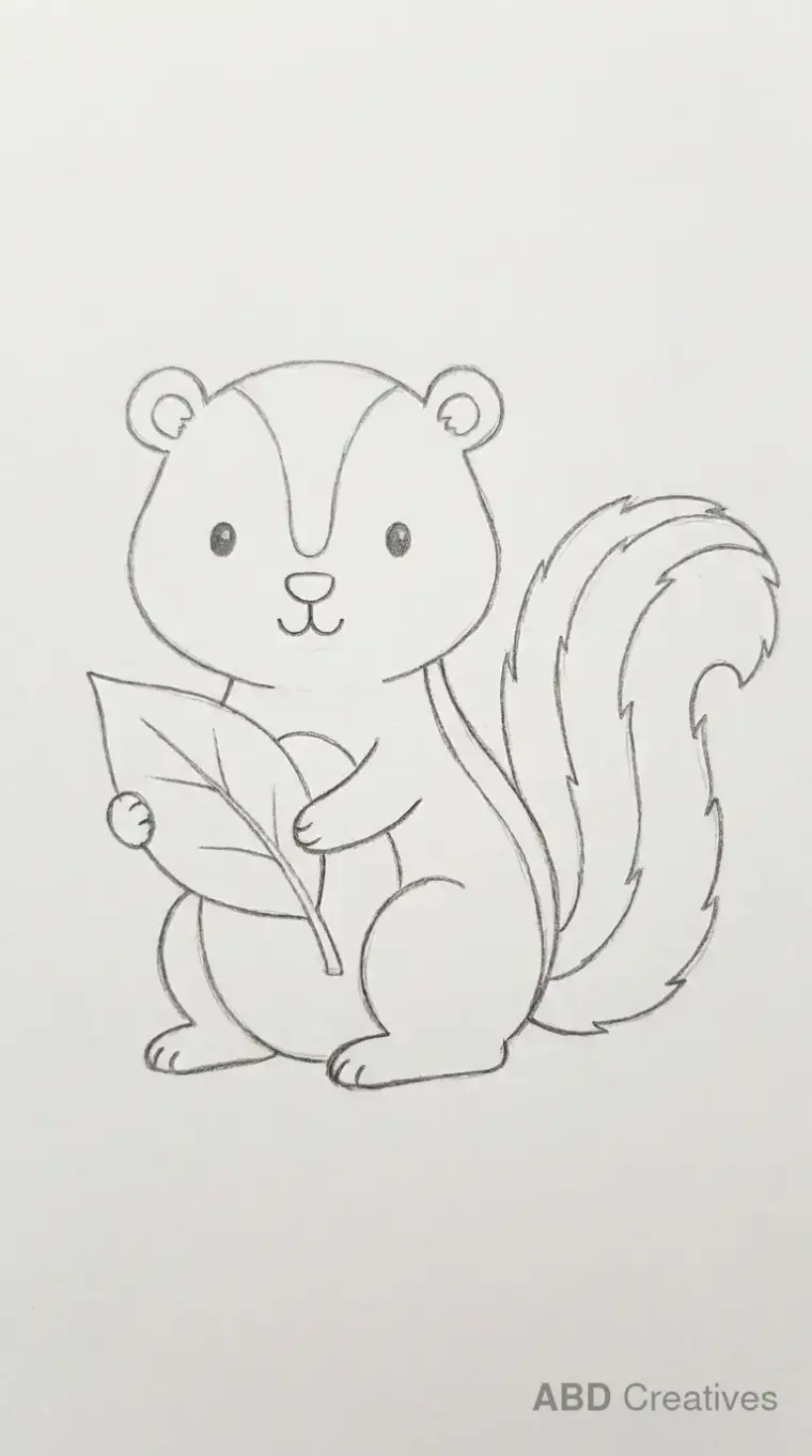 Skunk Holding Leaf Drawing