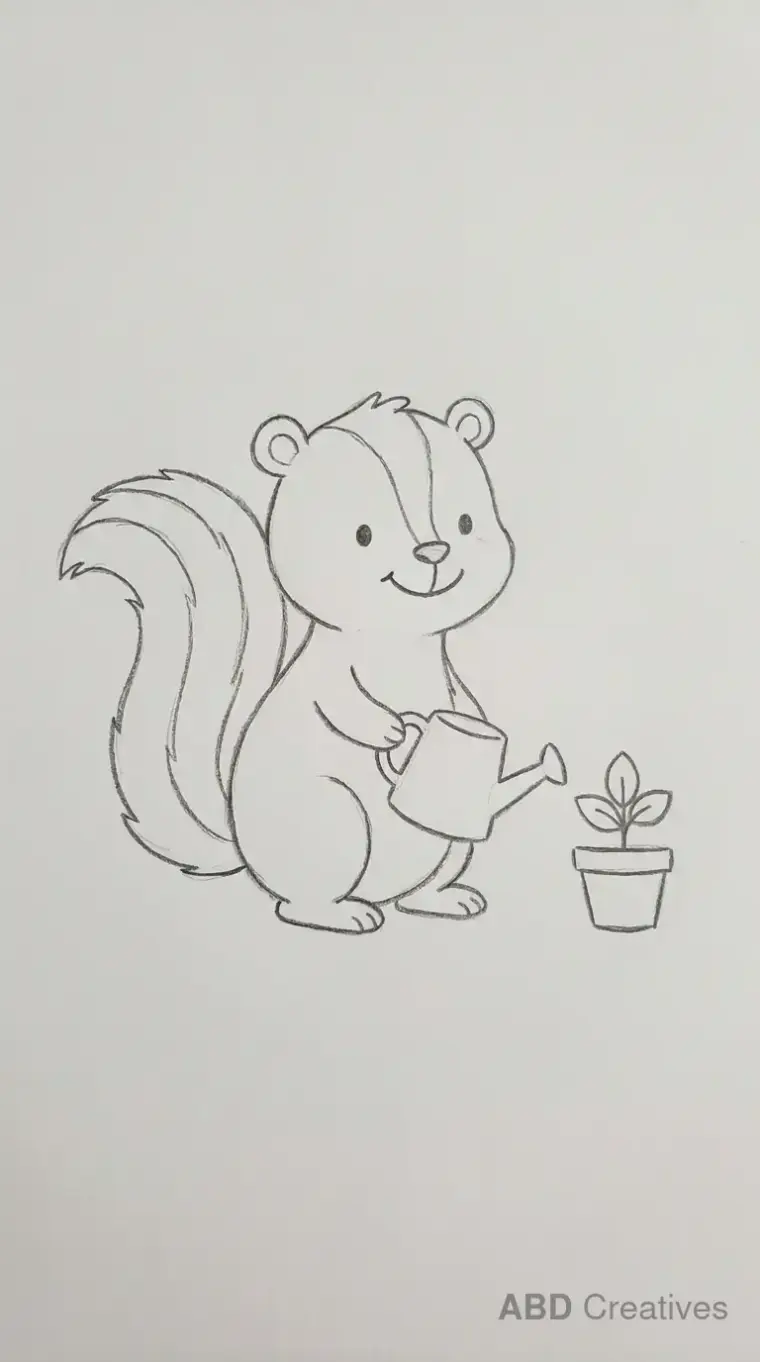 Skunk Holding Watering Can
