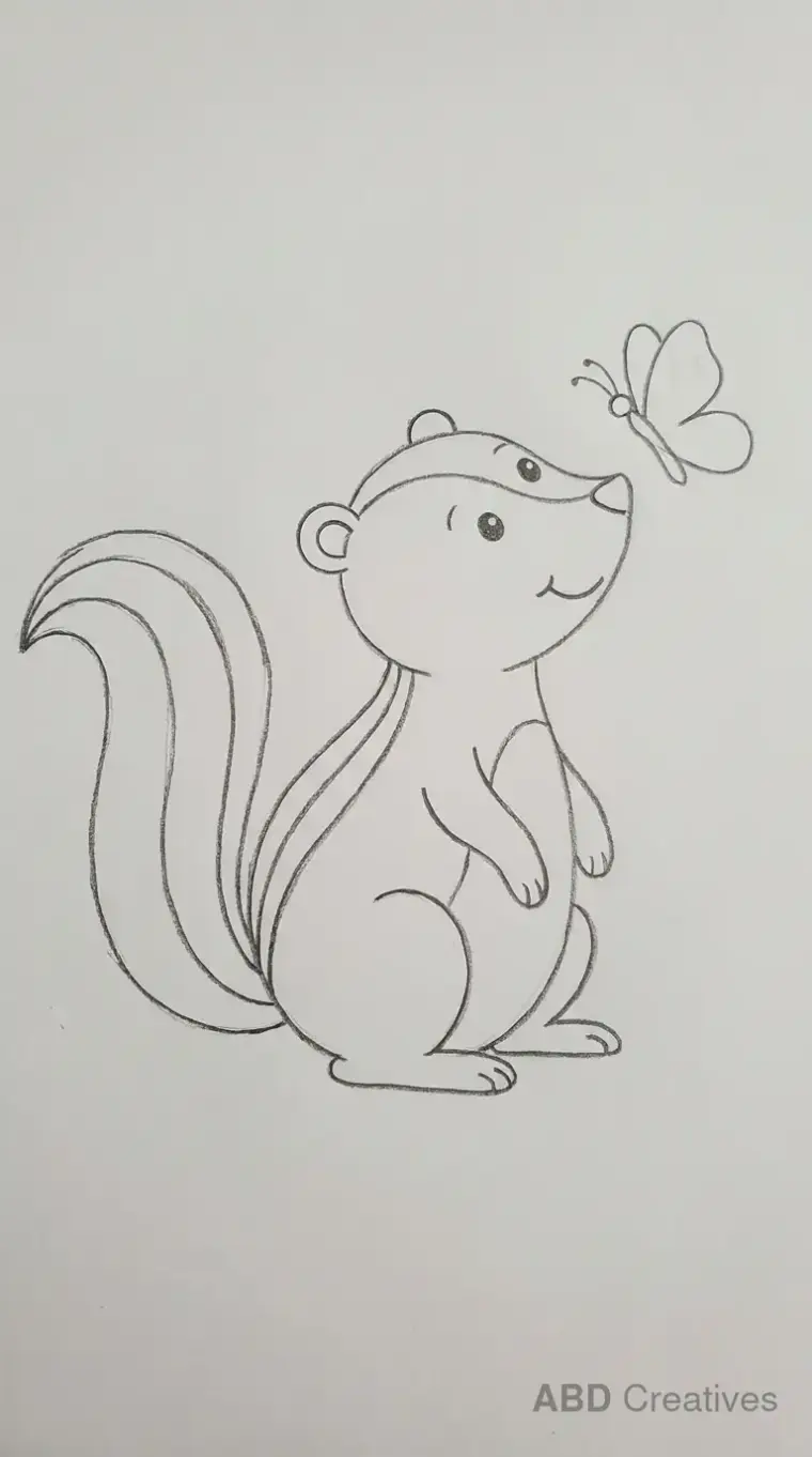 Skunk Looking at Butterfly