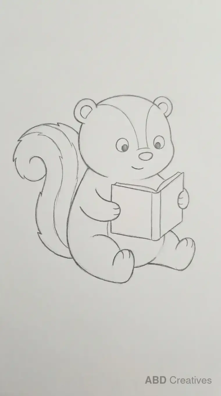 Skunk Reading an Open Book