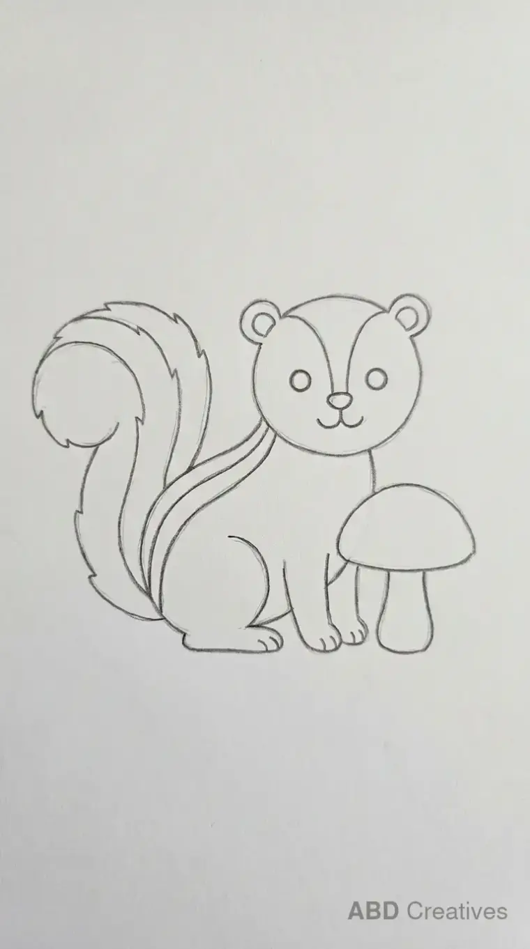 Skunk Sitting Beside Mushroom