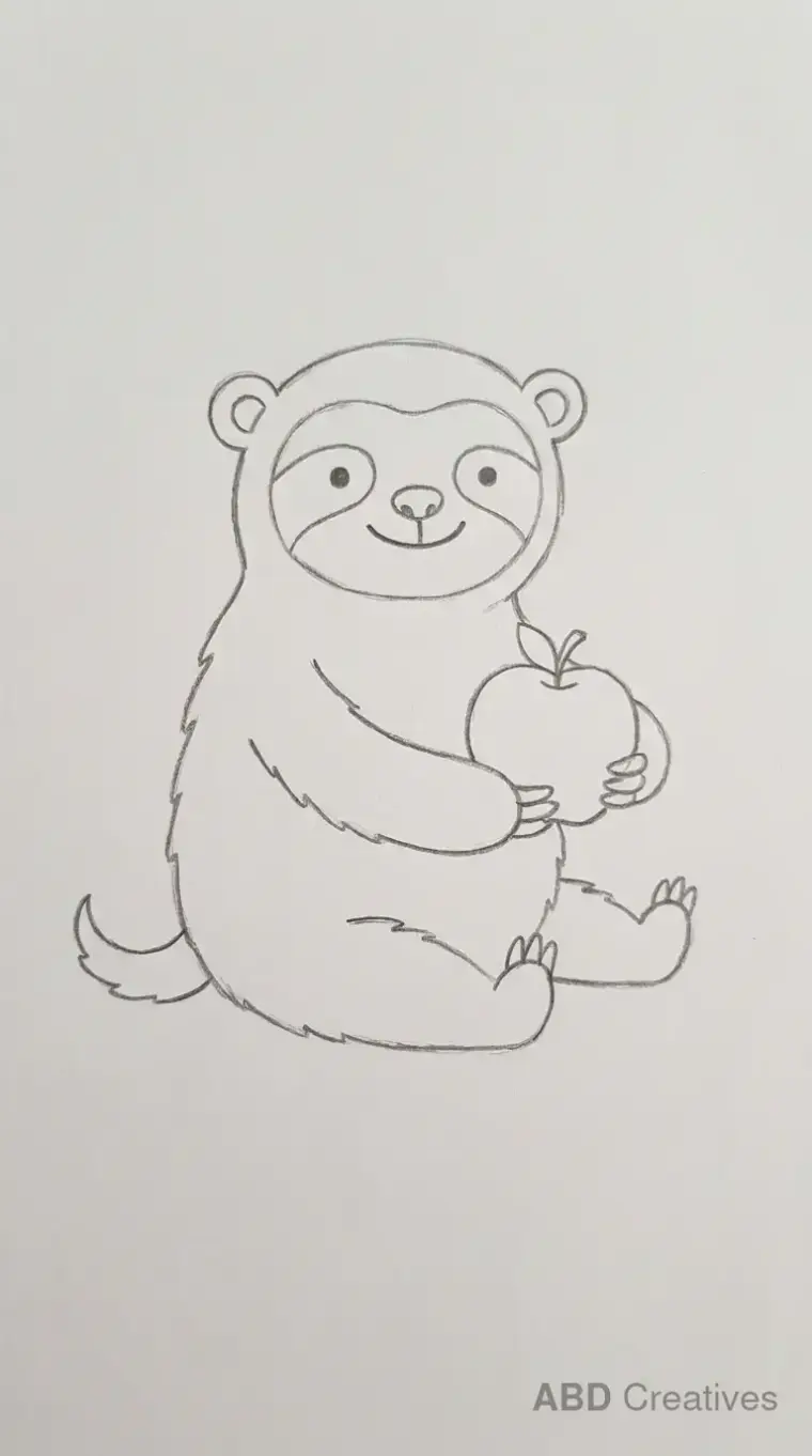 Sloth Sitting and Holding an Apple