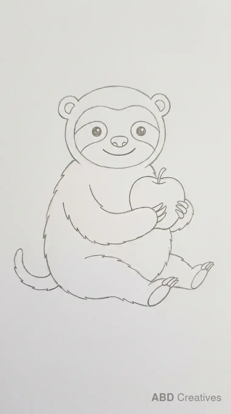 Sloth Holding an Apple While Sitting