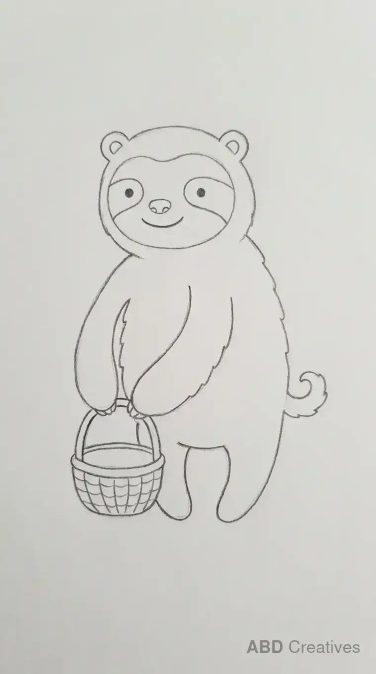 Sloth Standing With a Small Basket