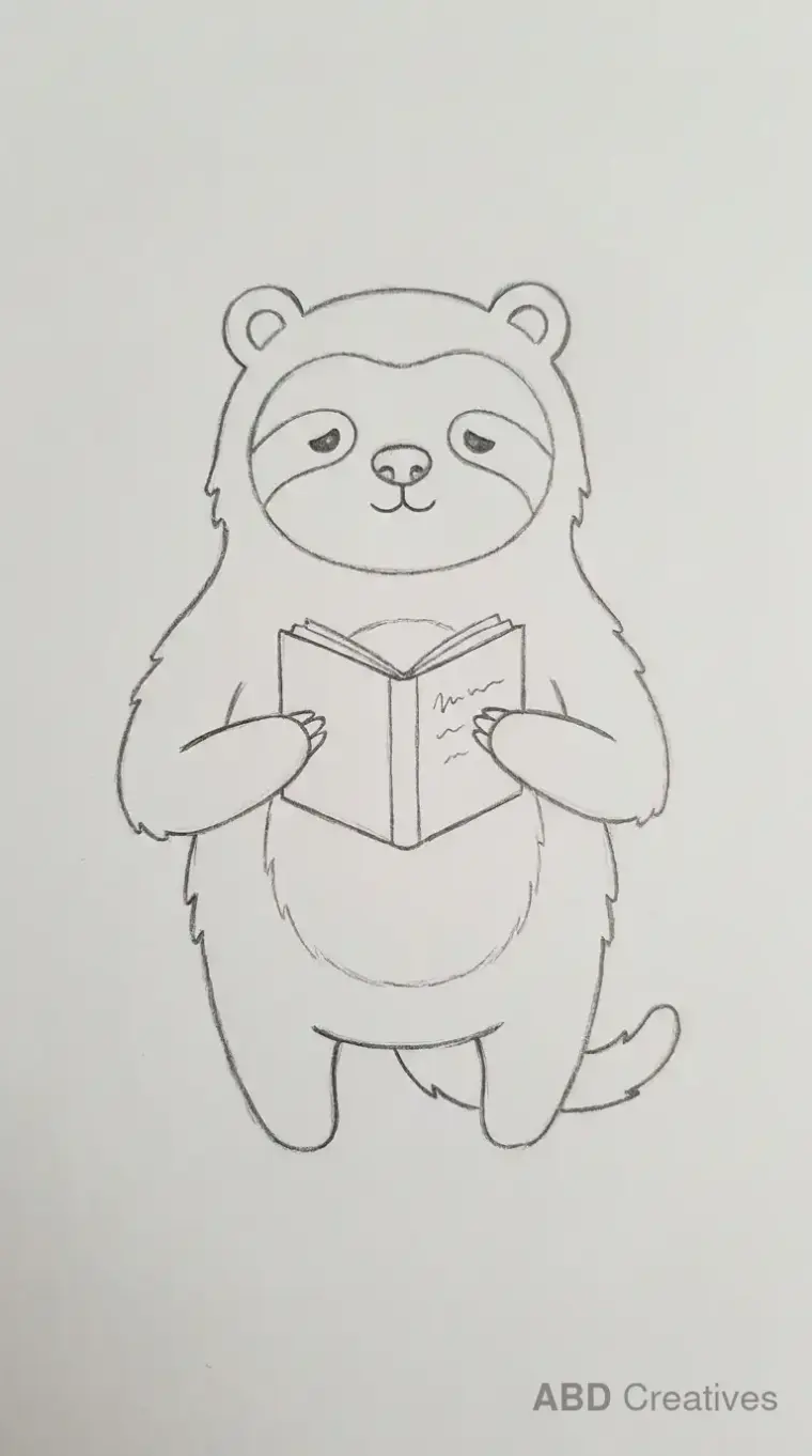 Sloth Sitting and Reading a Book