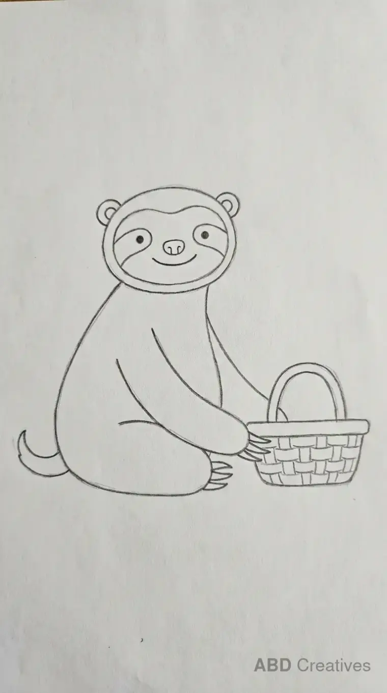 Sloth Sitting Beside a Picnic Basket