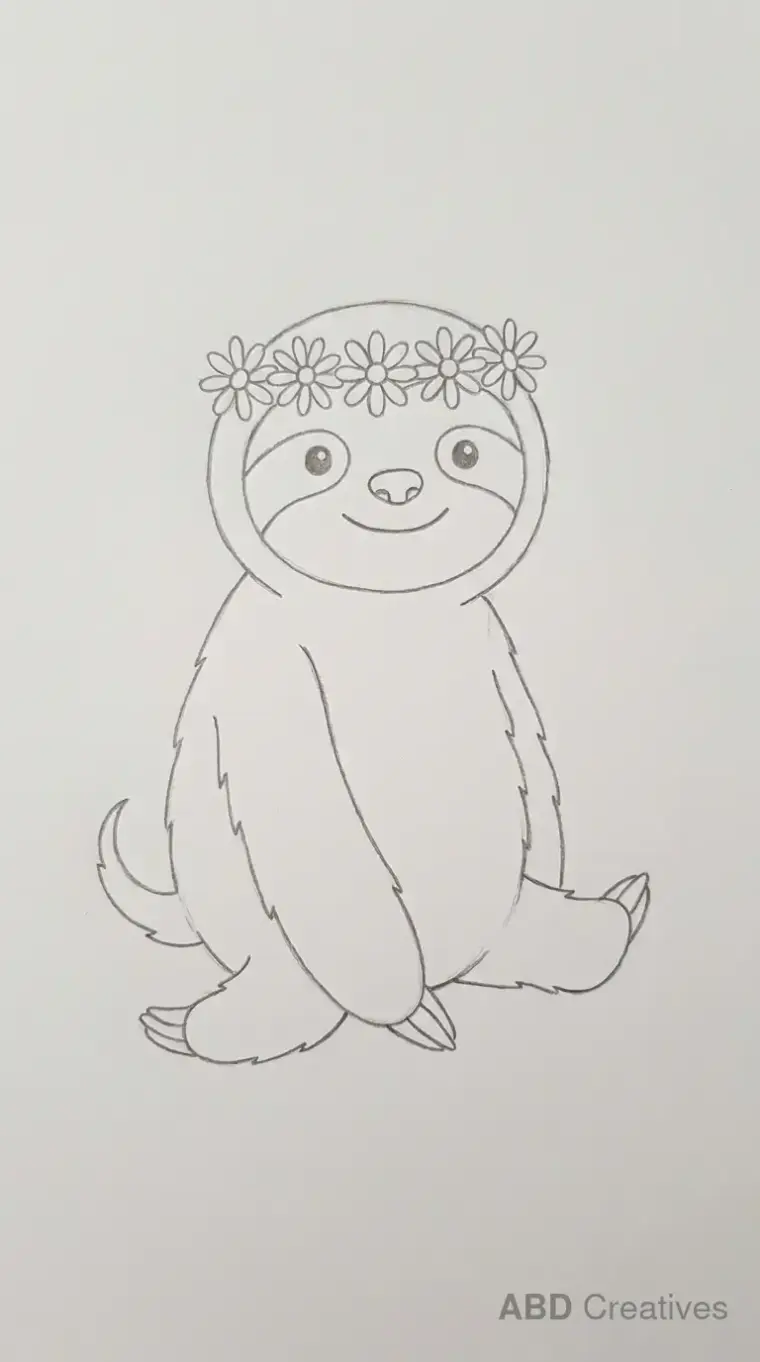 Sloth Wearing a Flower Crown