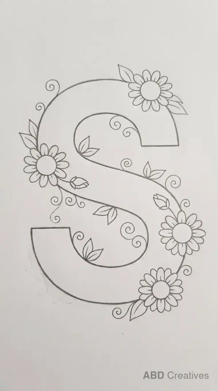Letter S with Sunflowers