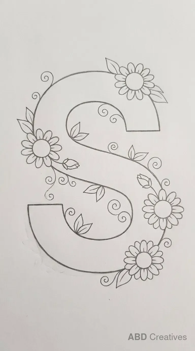 Letter S with Sunflowers