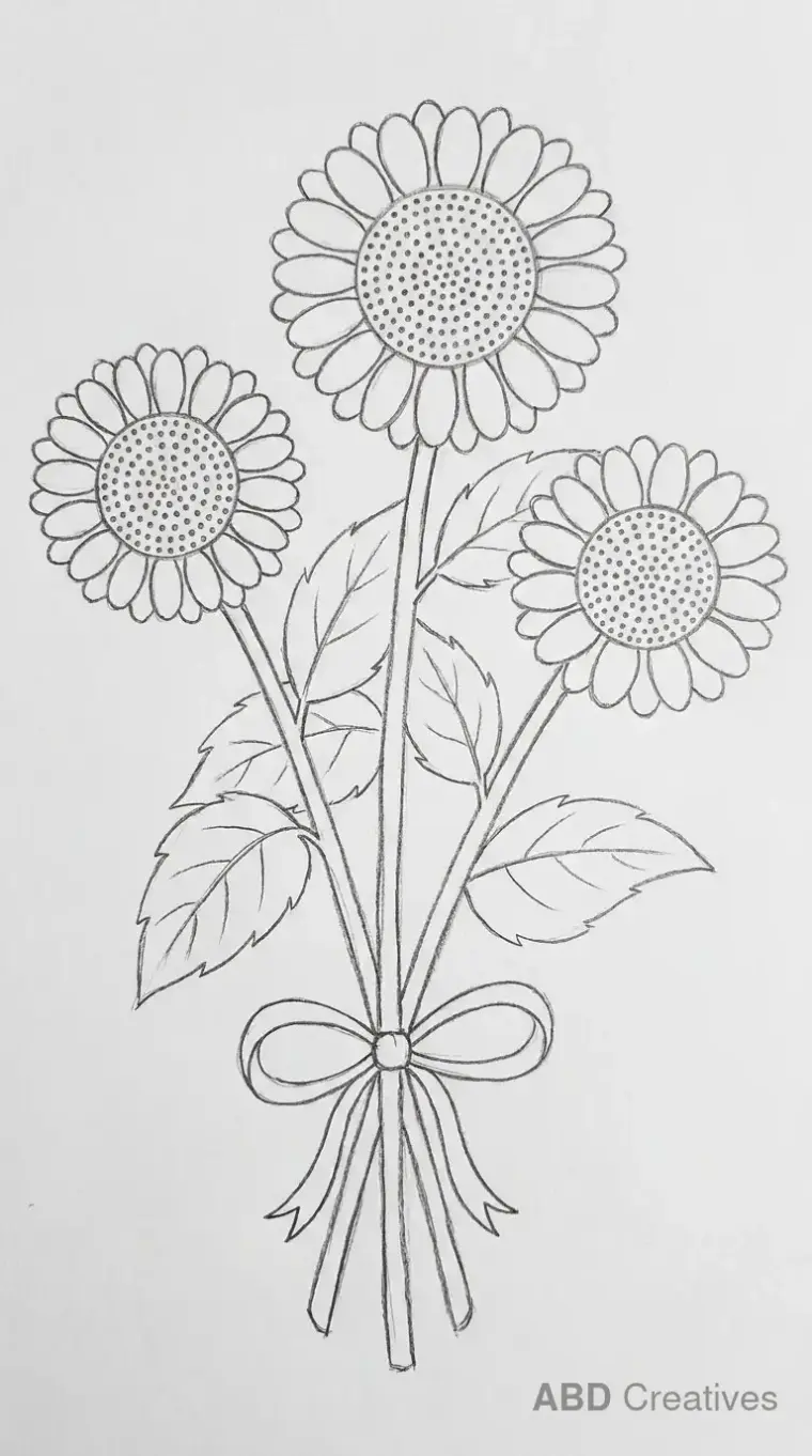 Sunflower Bouquet with a Bow
