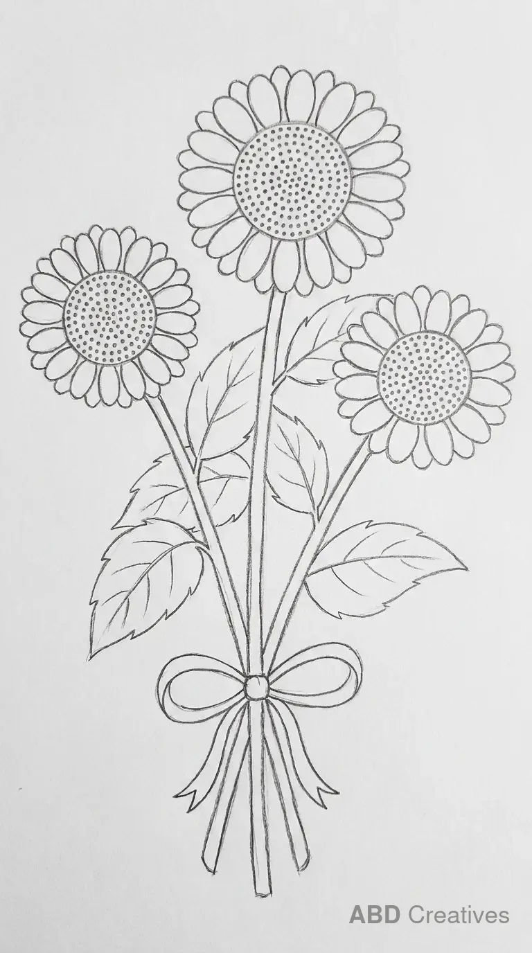 Sunflower Bouquet with a Bow