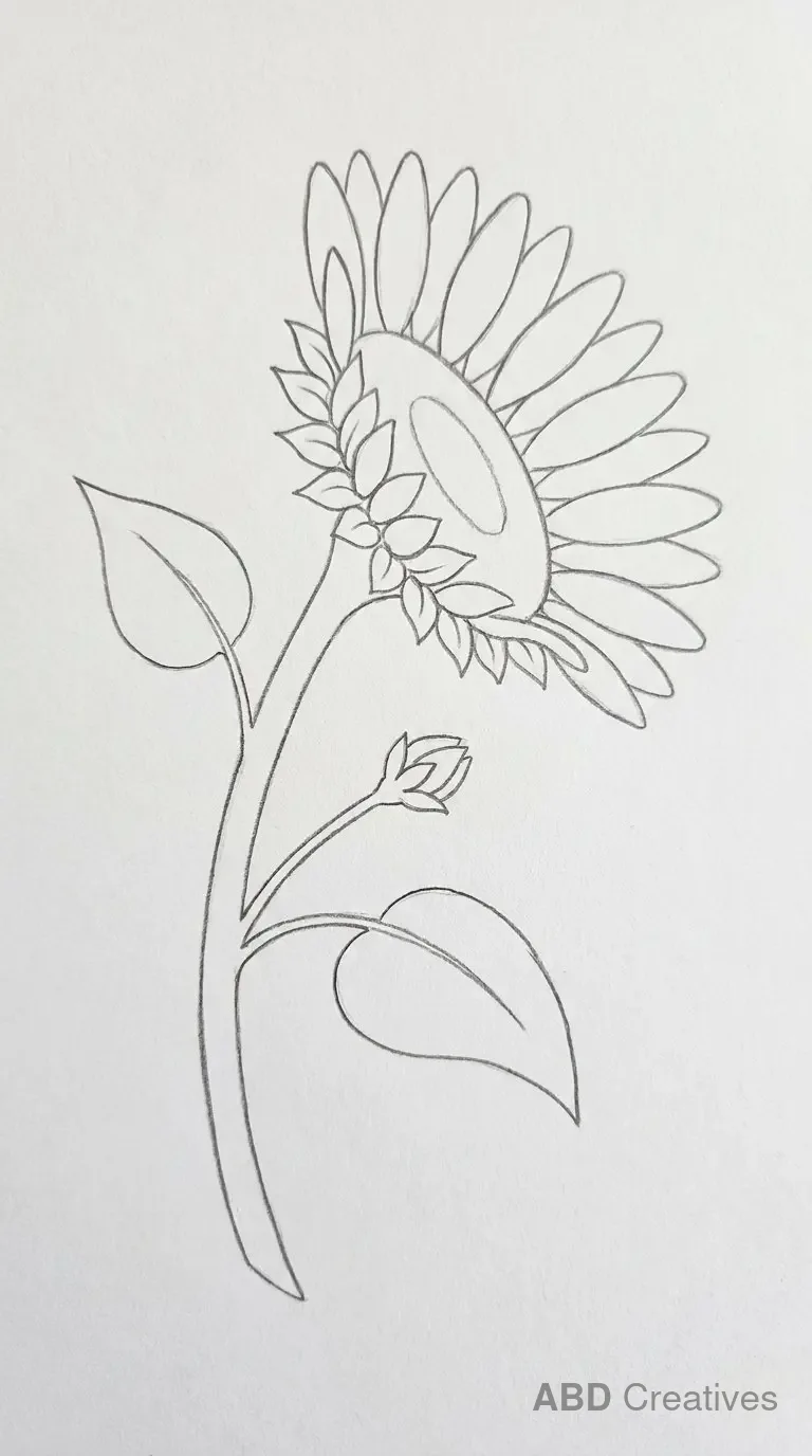 Sunflower Side View with a Bud