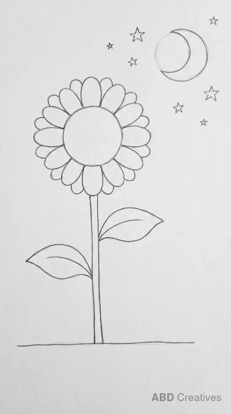 Sunflower Under the Moon and Stars