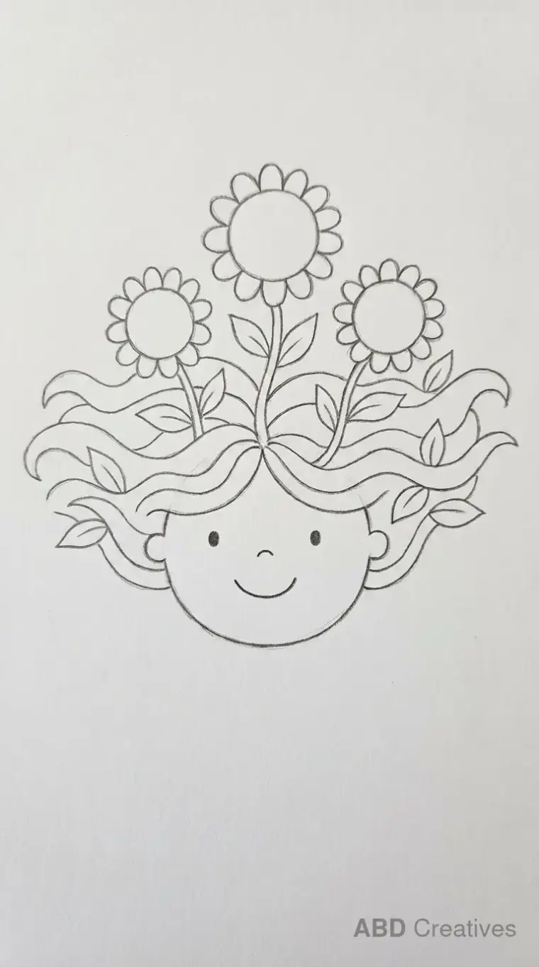 Girl with Sunflowers in Her Hair