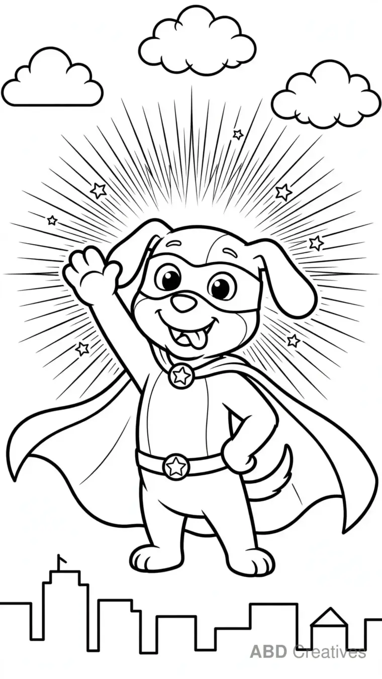 Superhero Dog Coloring Page