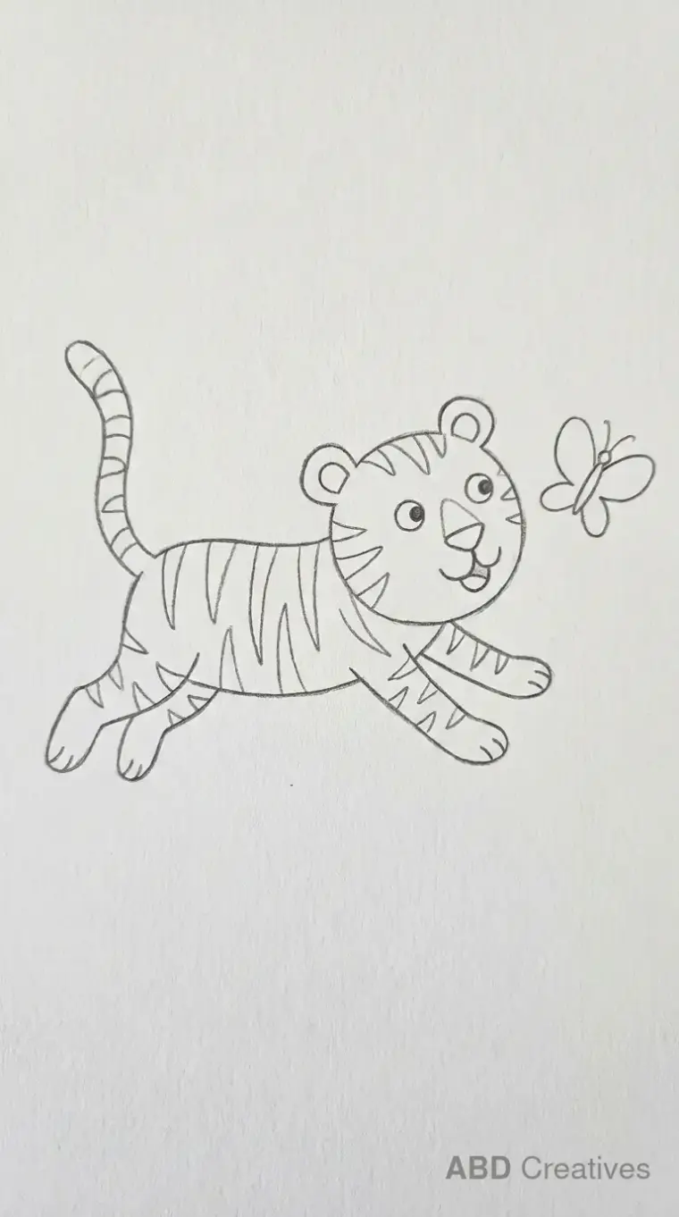 Tiger Chasing a Butterfly