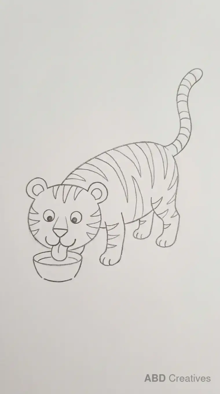 Tiger Drinking From a Bowl