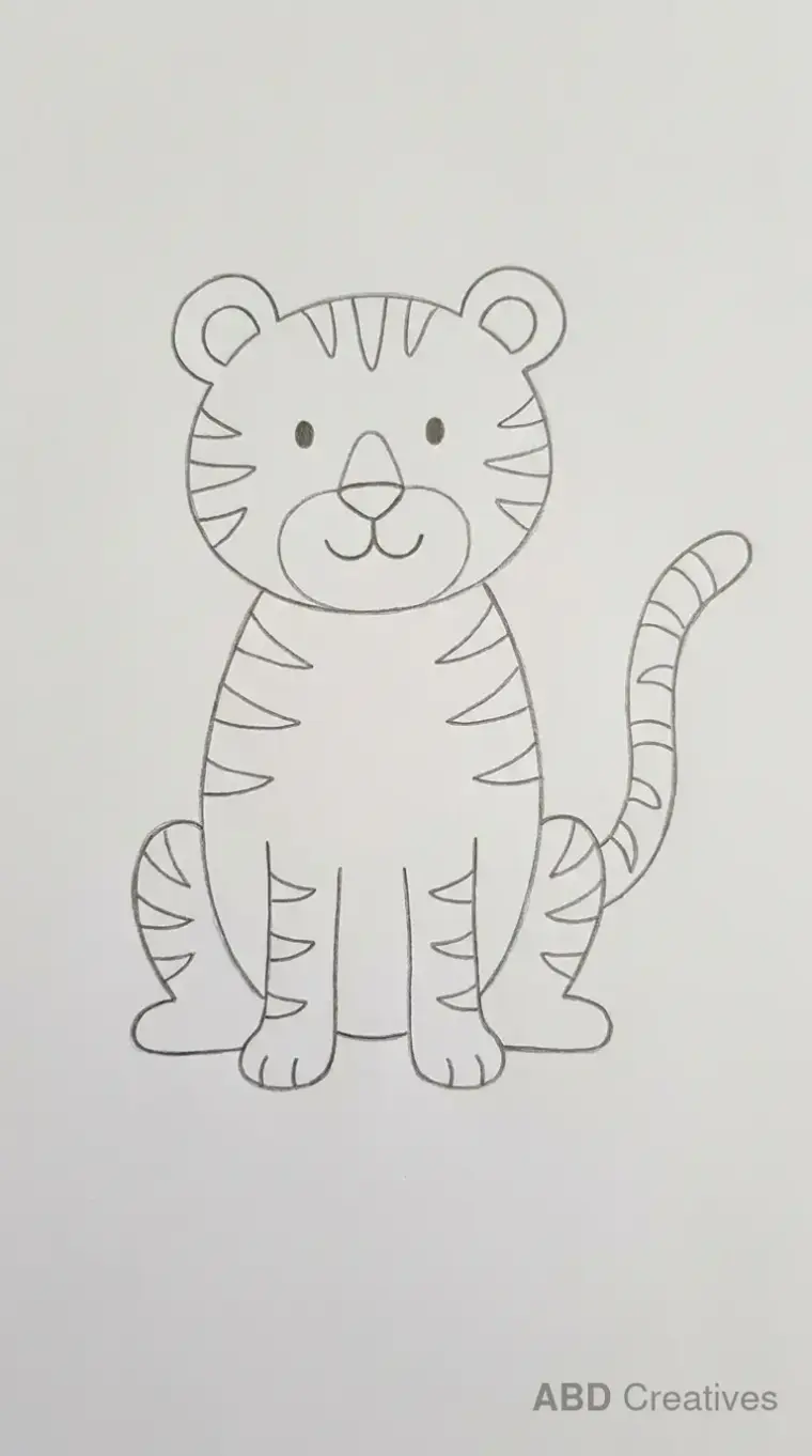 Simple Sitting Tiger Front View