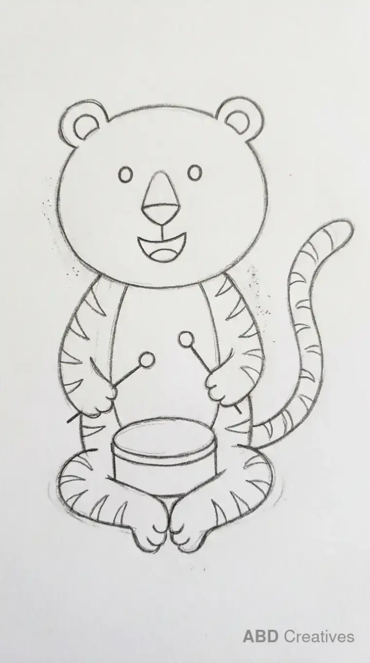 Tiger Playing a Small Drum