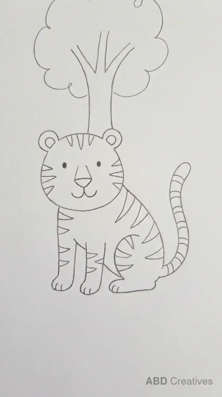 Tiger Sitting Under a Tree