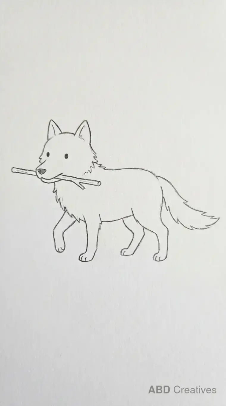 Wolf Carrying a Stick