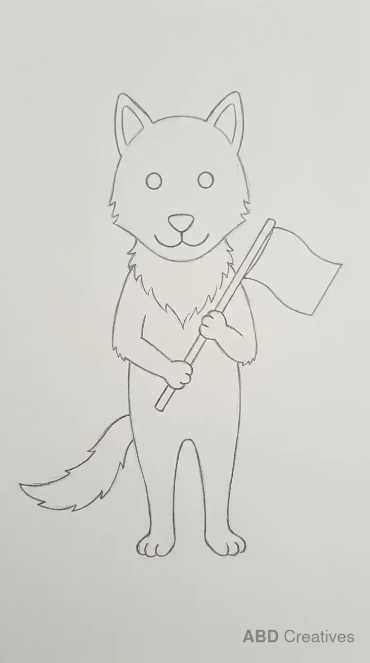 Wolf Holding a Flag