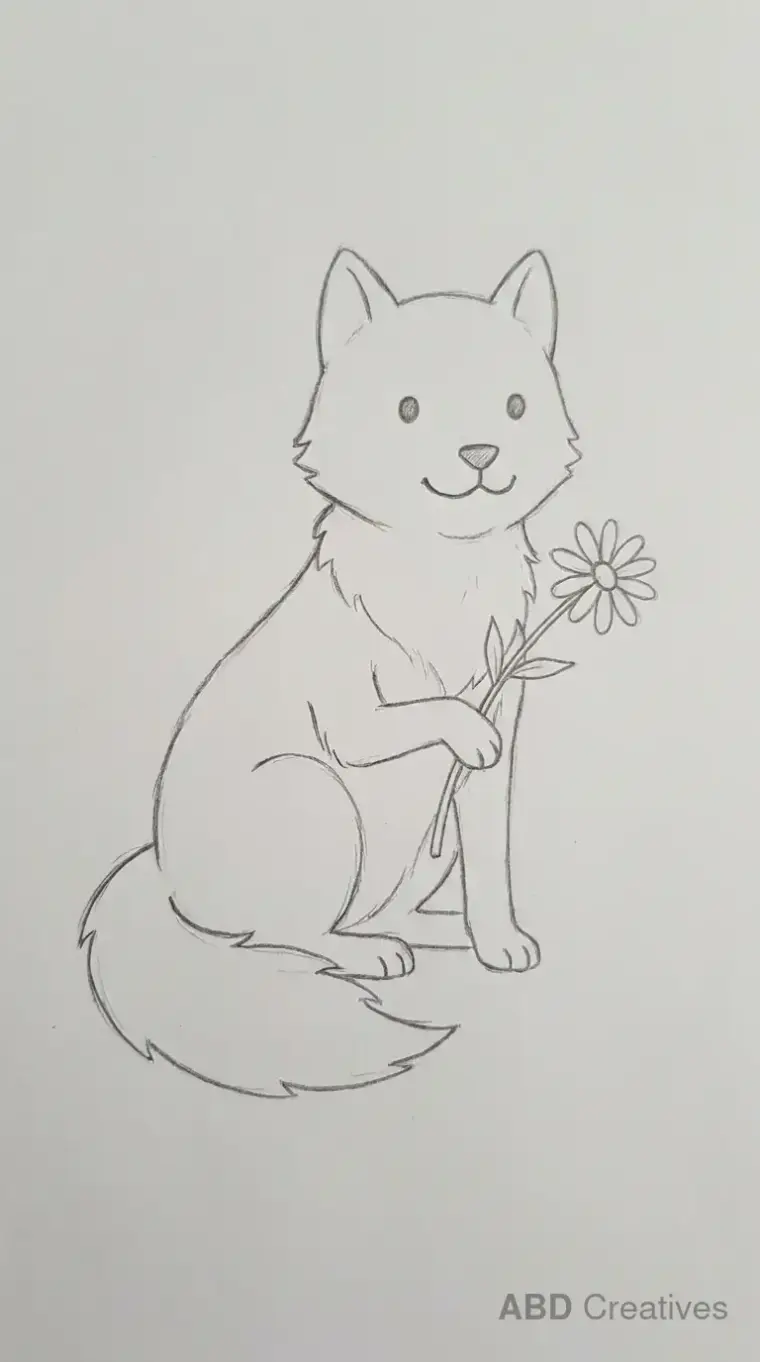 Wolf Holding a Flower