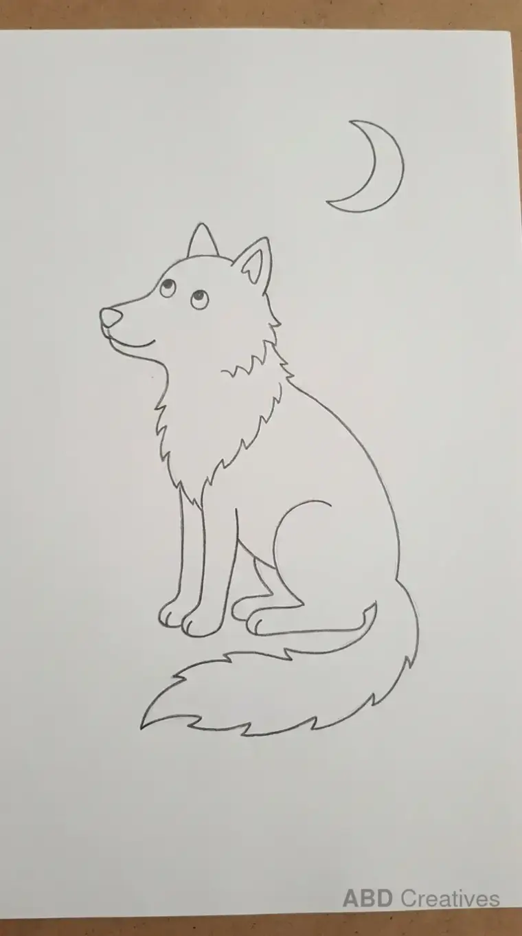 Wolf Looking at the Moon