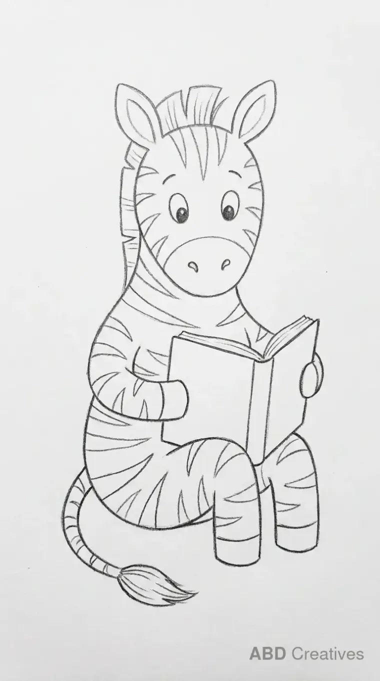Zebra Sitting and Reading a Book