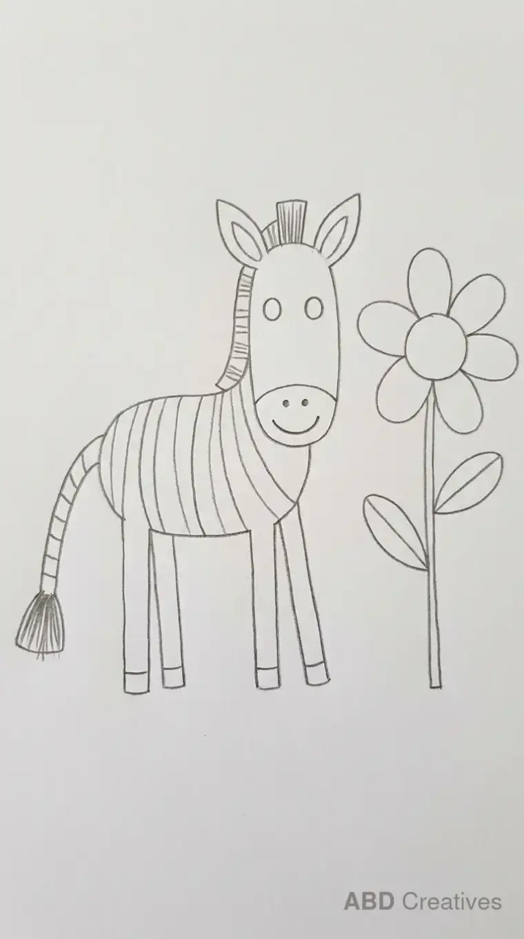 Zebra Standing Beside a Flower