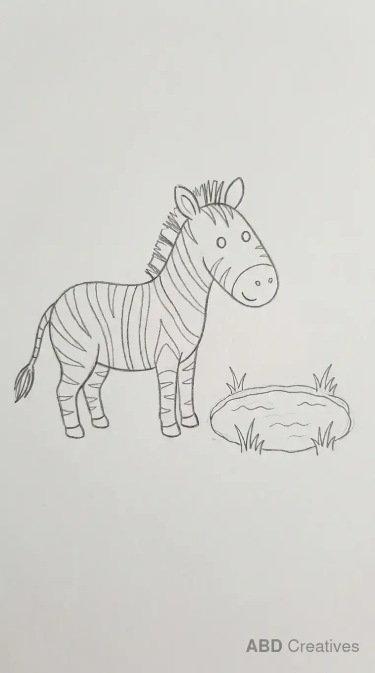 Zebra Standing by a Watering Hole