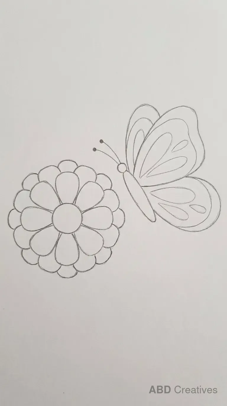 Zinnia Flower with a Butterfly