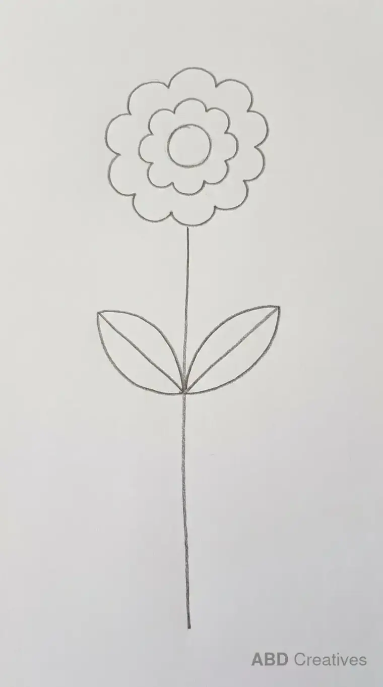Zinnia with Long Stem and Leaves