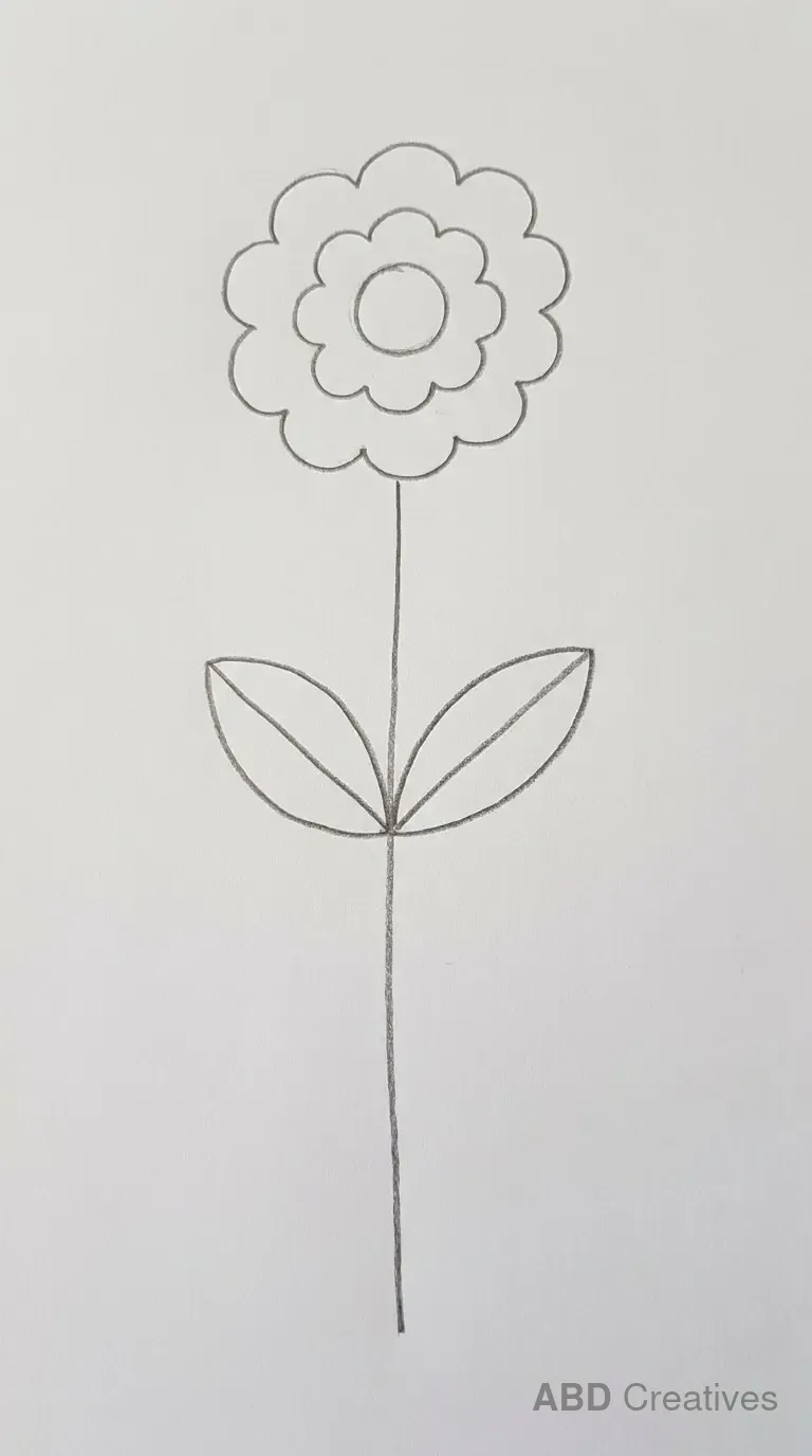 Zinnia with Long Stem and Leaves