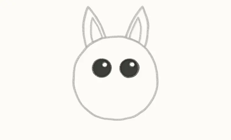 How to Draw a Cartoon Bat, step 3: draw the eyes