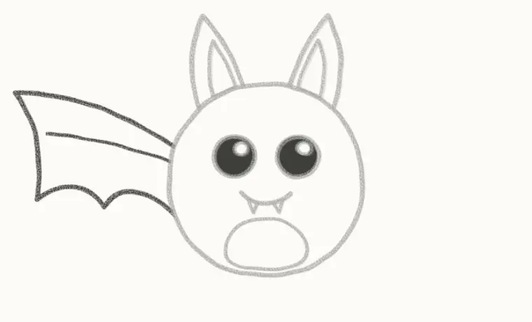 How to Draw a Cartoon Bat, step 5: draw the left wing