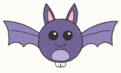 Finished cartoon bat drawing, coloured