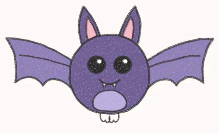 How to Draw a Cartoon Bat, step 7 of 7: color your bat, pencil drawing