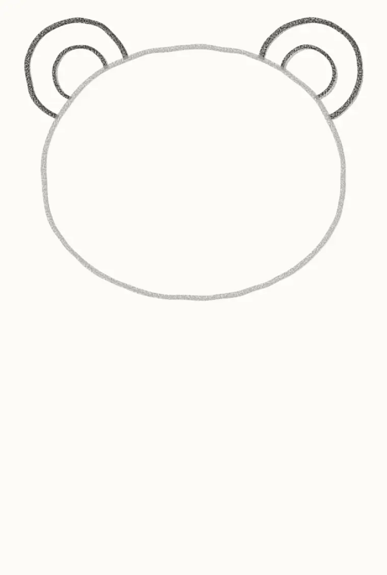 How to Draw a Cartoon Bear, step 2: add the round ears