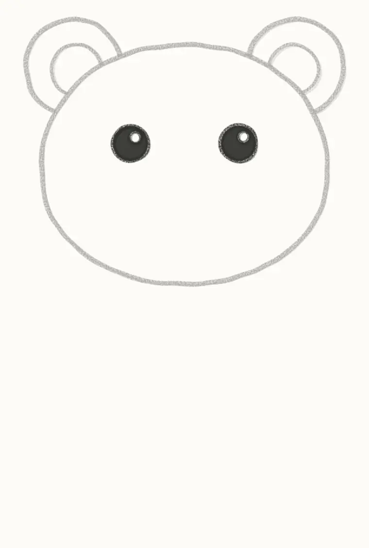 How to Draw a Cartoon Bear, step 3: draw the eyes