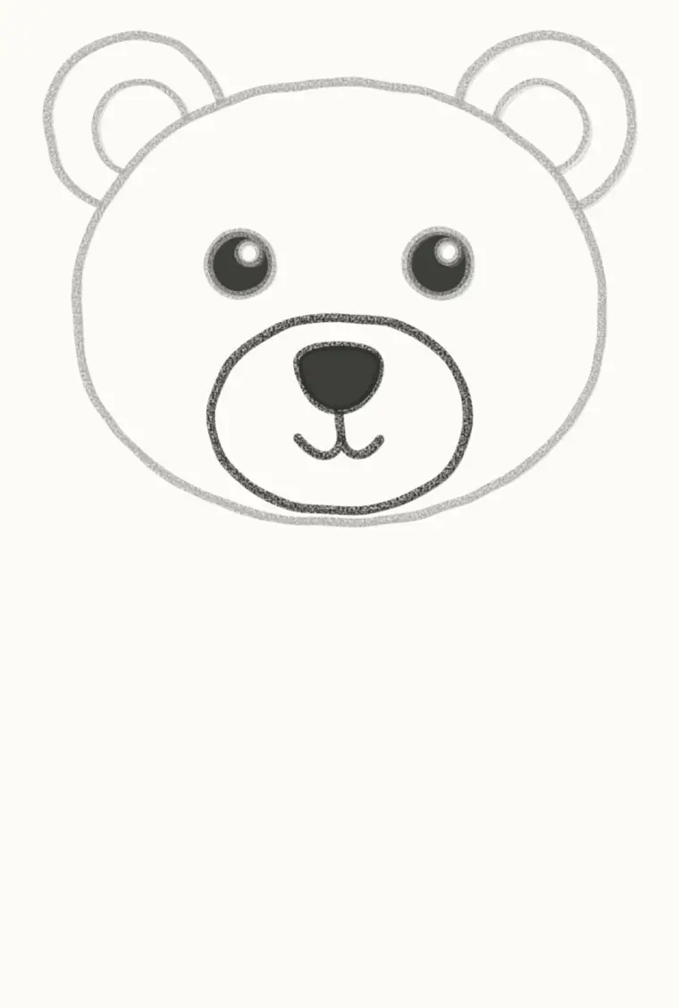 How to Draw a Cartoon Bear, step 4: draw the snout